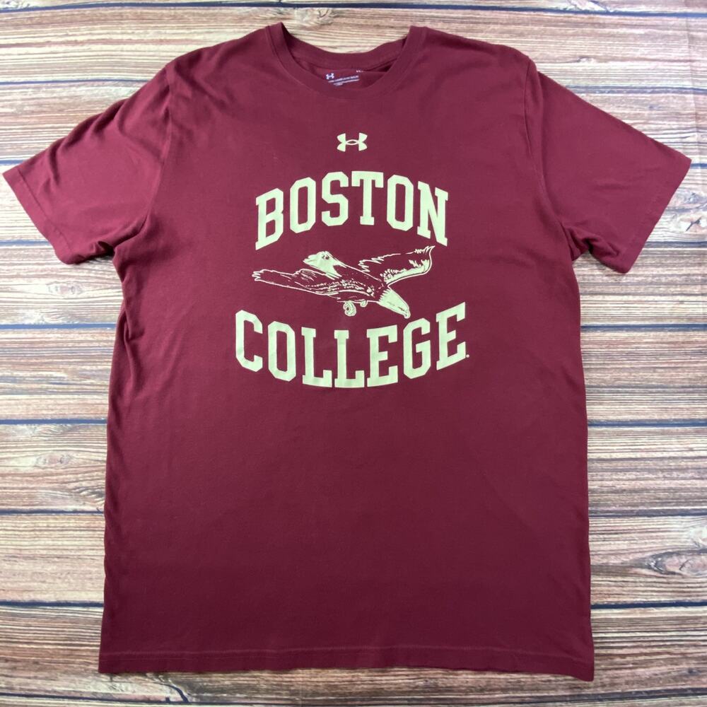Underamor Boston College Mens Athletic Shirt Burgundy Large “ For Boston”